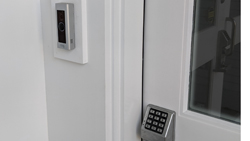 a smart doorbell and smart security system installed in a client's commercial building.